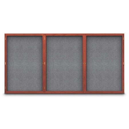 United Visual Products Sliding Door Indoor Enclosed Corkboard, 7 UV9028ACSH-WHITE-PEARL